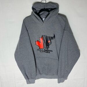 Gildan Bull Riders Canada Grey Pullover Hoodie XL